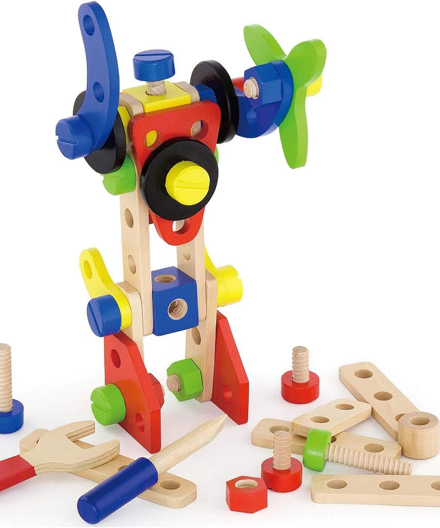 Viga Construction Block Set 68pcs, Wooden Building Blocks for Boys and Girls 3+, Creative Toy for Imaginative Play, Non-Toxic, Stacking and Construction Set