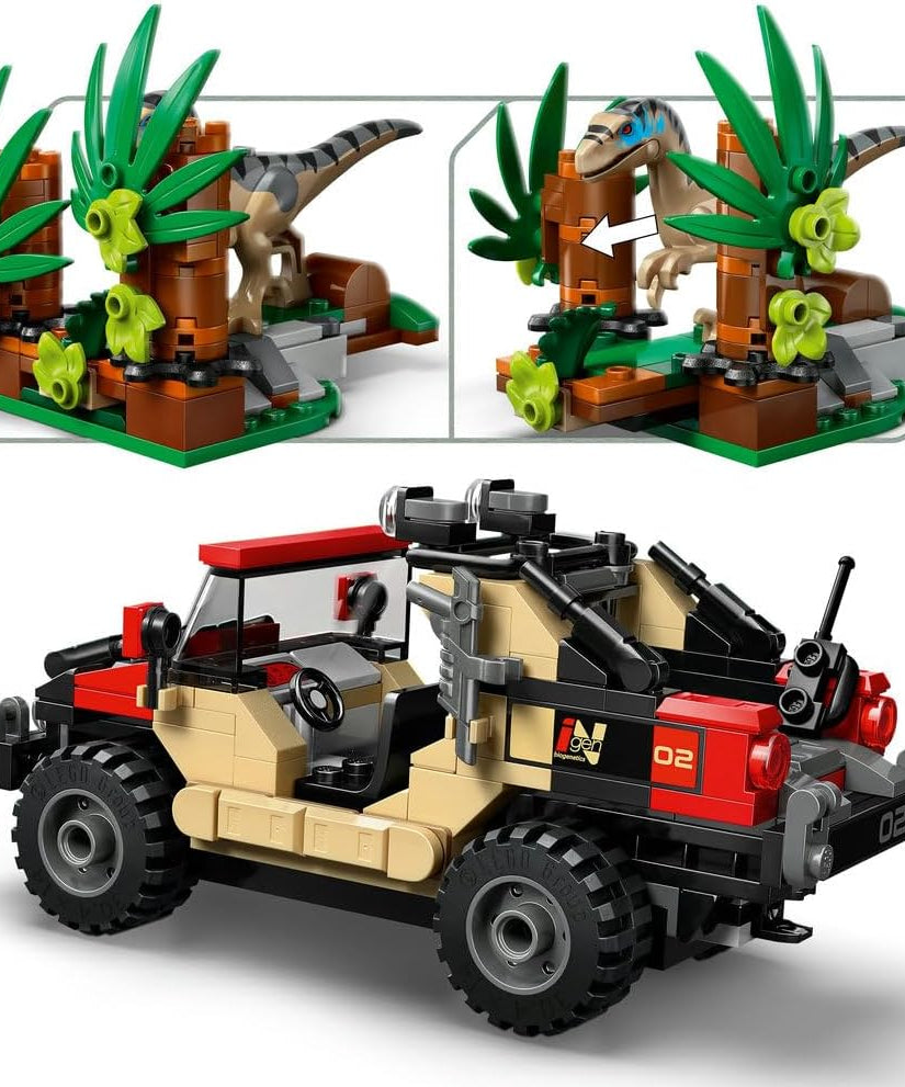 LEGO Jurassic World Raptor Off-Road Escape Dinosaur Toy incl 2 Dino Figures Off-Road Car Toy 2 Minifigures Gift for 6+ Year Old Boys Girls Rebirth Movie Fans 76972