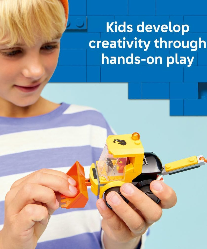 LEGO City Rides – Construction Loader Toy - Excavator Building Set w/a Worker Junior Minifigure - Party Bag Fillers - Small Collectible Gift for 5+ Year Old Boys - 60483