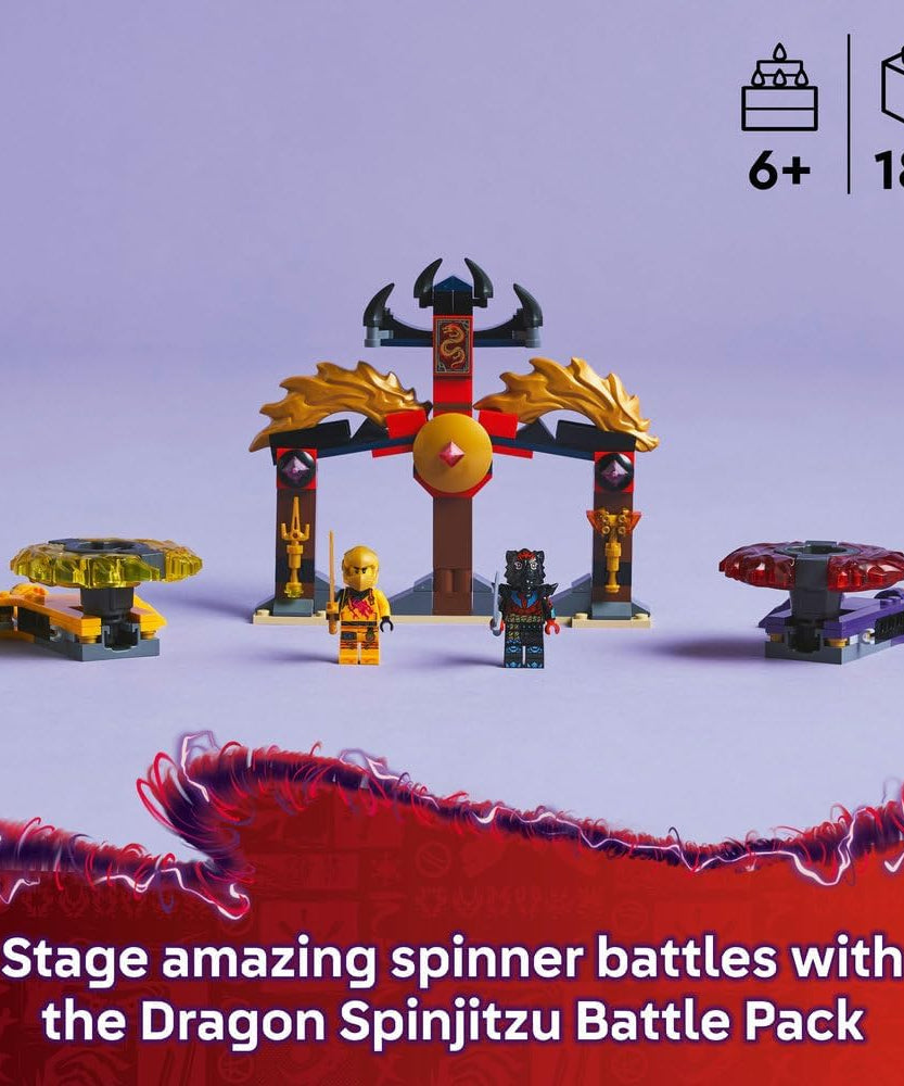 LEGO NINJAGO Dragon Spinjitzu Battle Pack Set with 2 Minifigures, Launchers & Flying Elements - Action Ninja Toy for 6+ Year Old Boys & Girls - Ramadan Gifts for Dragons Rising TV Show Fans - 71826