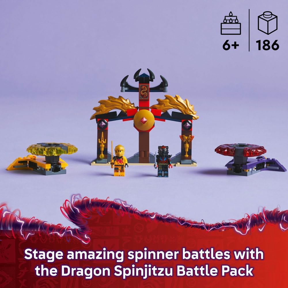 LEGO NINJAGO Dragon Spinjitzu Battle Pack Set with 2 Minifigures, Launchers & Flying Elements - Action Ninja Toy for 6+ Year Old Boys & Girls - Ramadan Gifts for Dragons Rising TV Show Fans - 71826