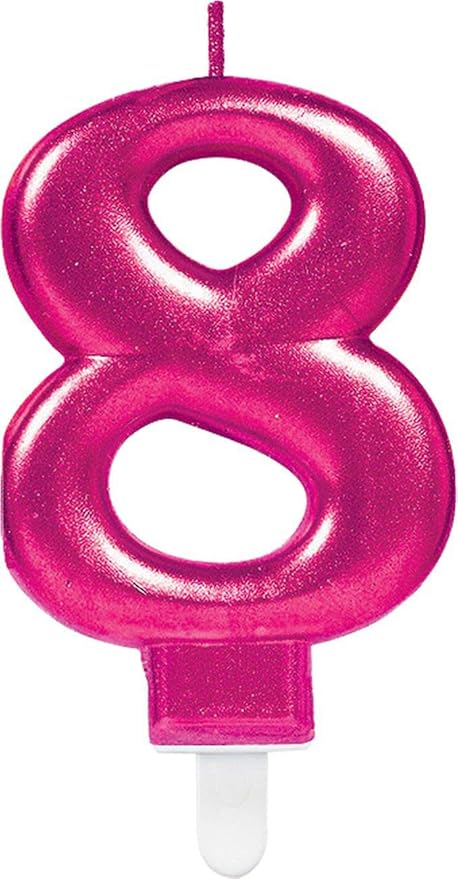 Amscan 9901790 Number Candle #8 Metallic Pink-1 Pc