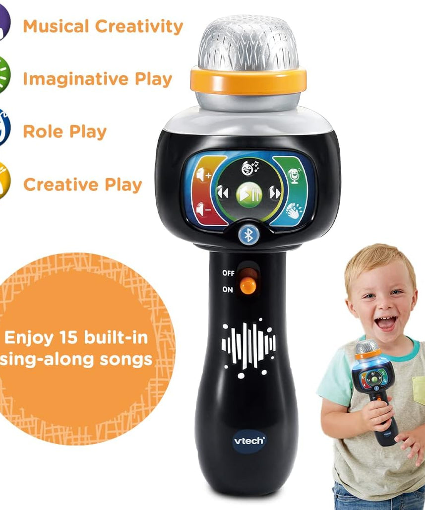 VTech Singing Sounds Microphone Musical Toy with Bluetooth Voice Effects Lights and Built In Songs for Kids Ages 2 to 4 Plus