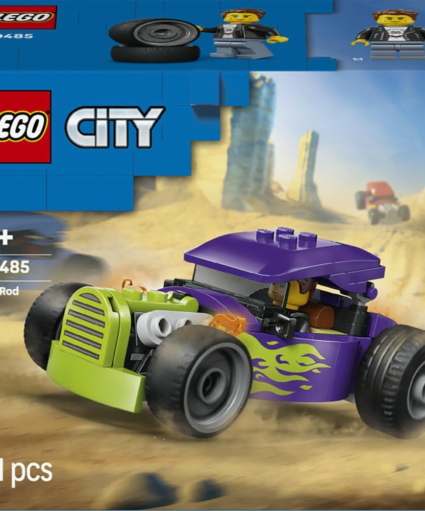 LEGO City Hot Rod - Race Car Toy w/a Driver Minifigure & Folding Roof - Fine Motor Skills Building Set - Small Birthday Gift Idea for 5+ Year Old Boys - 60485