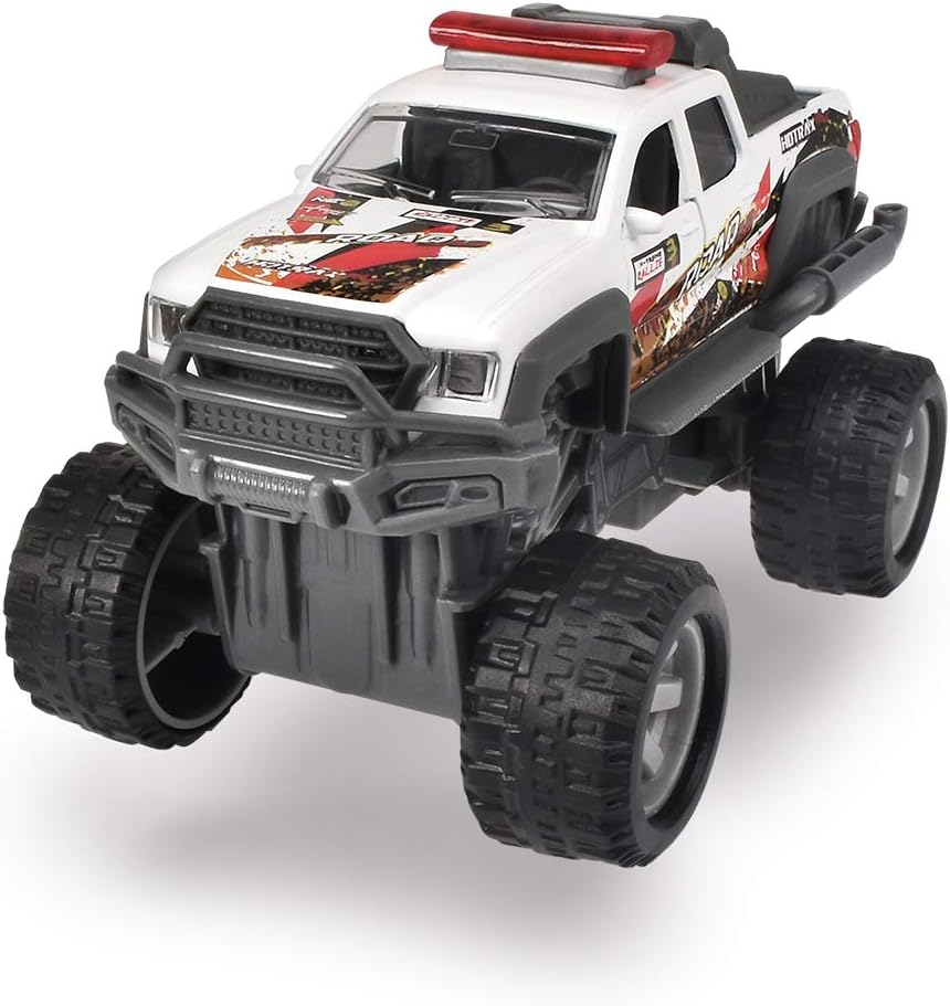 Dickie Toys Rally Monster Pull Back Toy Car 15cm, Monster Truck with Rubber Tyres, Extreme Suspension & Opening Doors, Random Color Assortment, Ages 3+