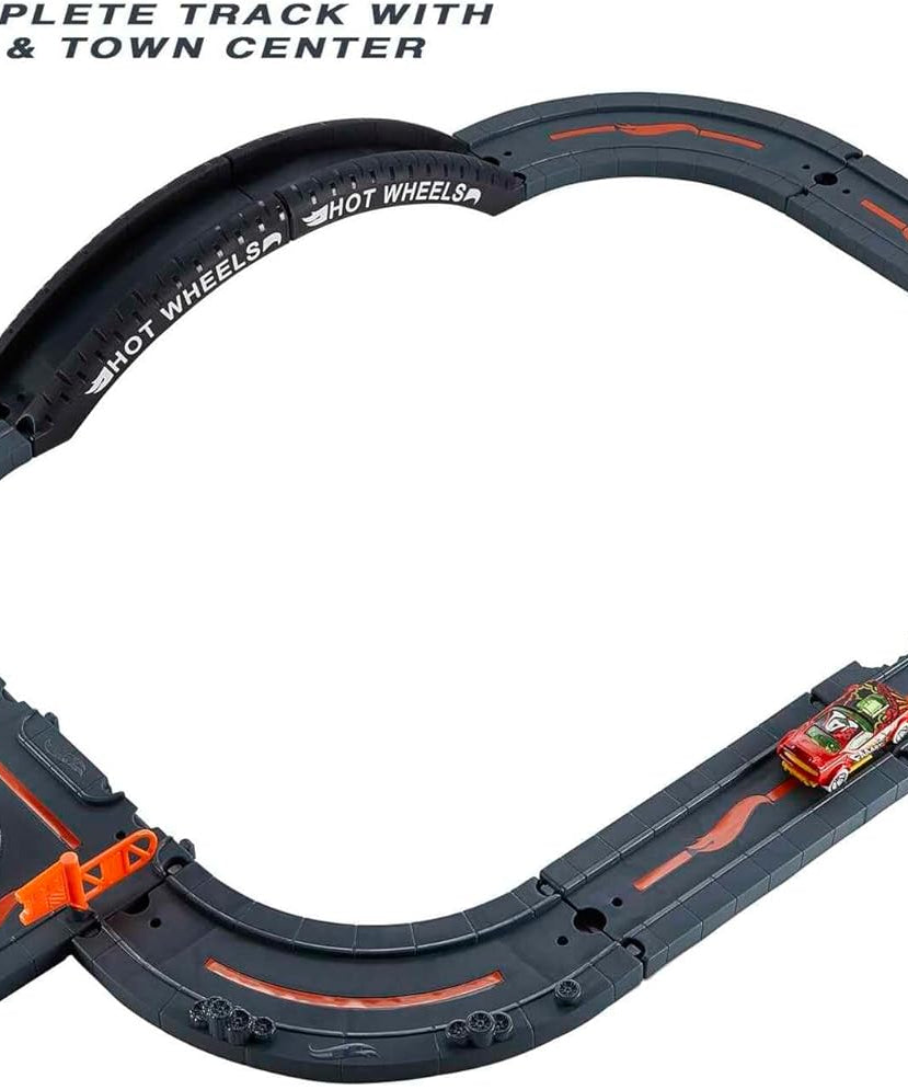 Hot Wheels City Track Pack, 10-Piece Set with 1 Die-Cast Car, Build, Race and Customize Your Hot Wheels World, Gift for Kids 4+