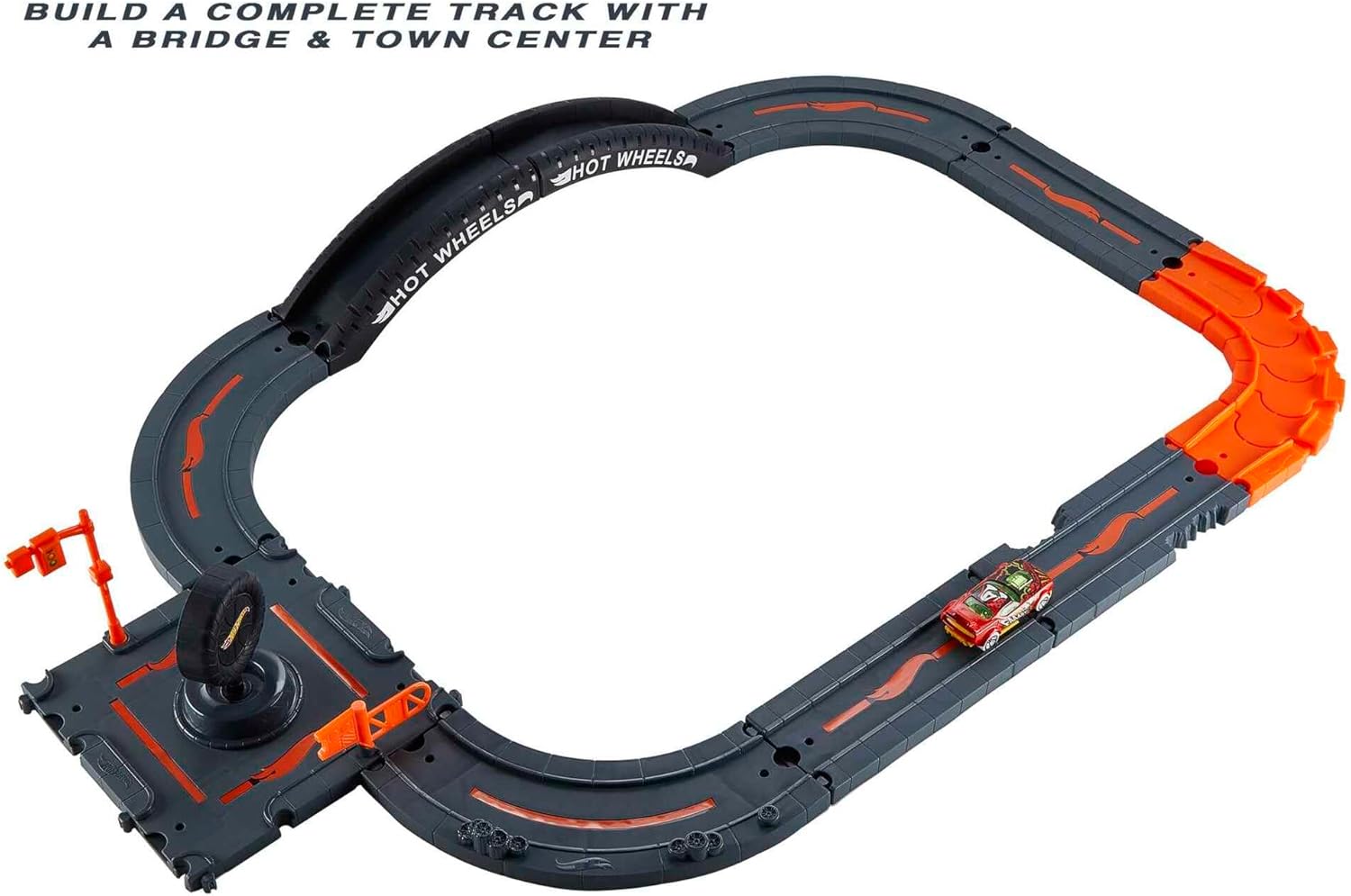 Hot Wheels City Track Pack, 10-Piece Set with 1 Die-Cast Car, Build, Race and Customize Your Hot Wheels World, Gift for Kids 4+