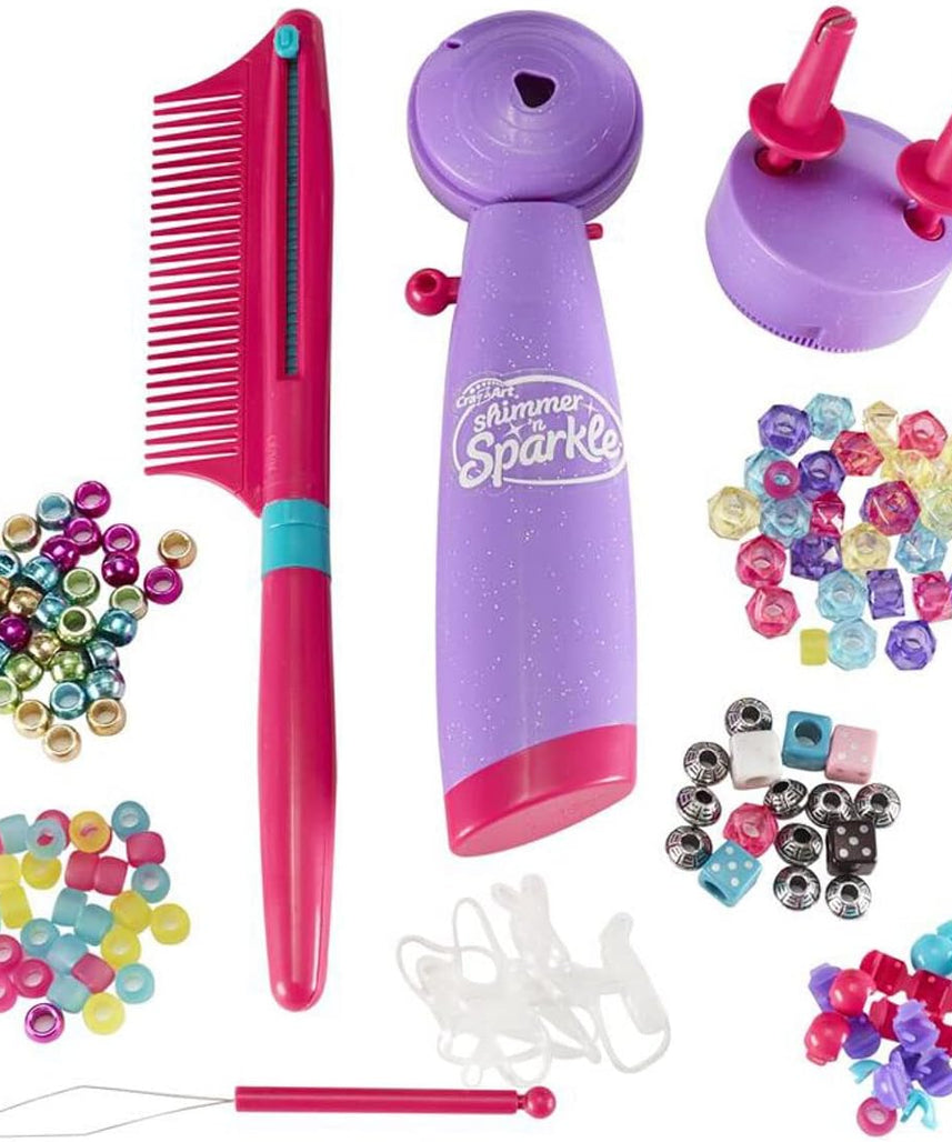 Cra-Z-Art Shimmer N Sparkle Deluxe Styler Braid, Bead & Twist, Hair Braiding Machine for Kids, Hair Styler Twister Toy, Fashion Threads & Accessories for Girls Long Hairs, Ages 8 Year & Up - 65576