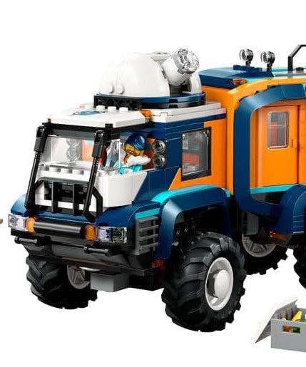 LEGO City Arctic Explorer Science Lab Truck Toy - Exploration Vehicle with Steering & Suspension - incl. a Snowscooter, 5 Minifigures & 3 Wolf Animal Figures - Gift for 8+ Year Old Boys - 60471