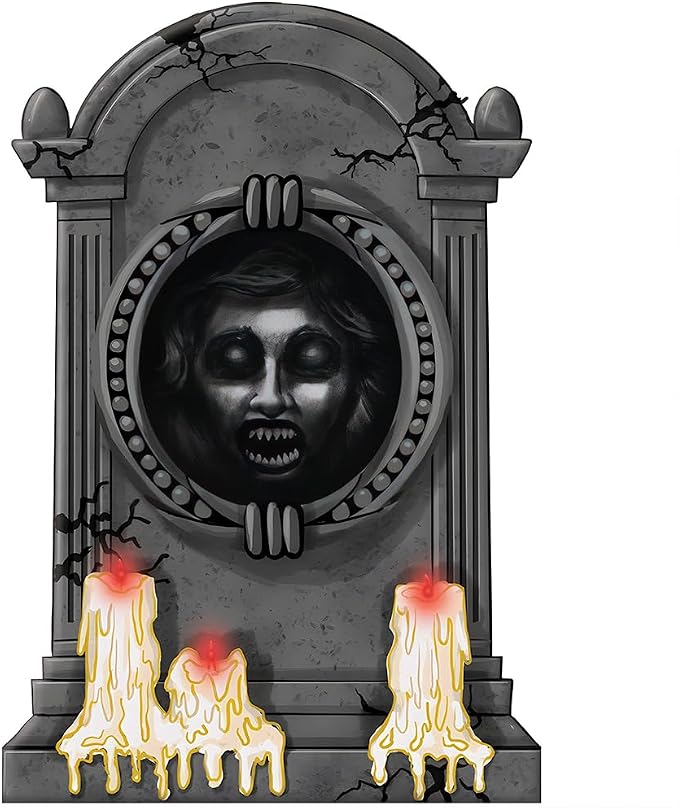 Halloween Foam with Light Up Candle Tombstone 22in