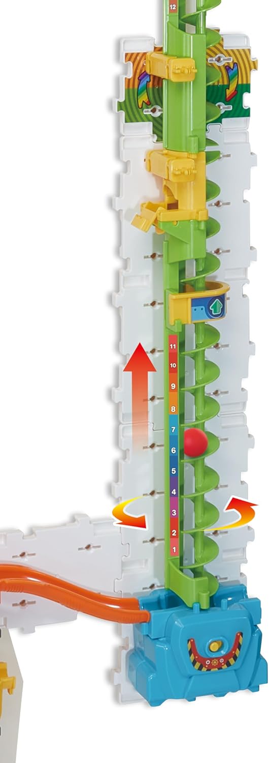 VTech Marble Rush Free Fall Vertical Set, Construction Set for Kids, 93 Building Pieces & 10 Marbles, Interactive Building Toy, Suitable for Ages 6, 7, 8+ Years, English Version
