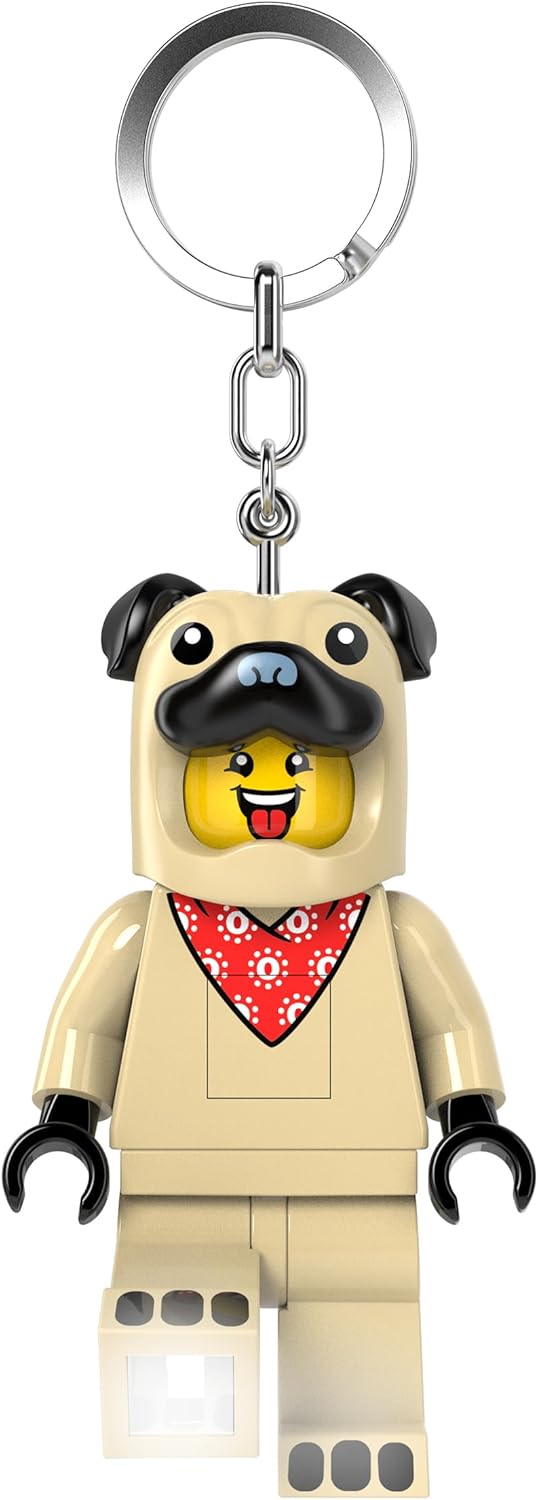 LEGO Minifigures Large 3 Inch Tall Figure Keychain Light - Pug Costume Guy (KE213H), White