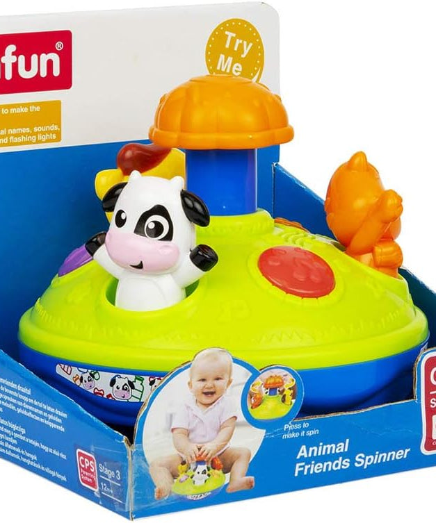 Winfun Animal Friends Spinner, Interactive Spinning Baby Toy with Lights, Melodies + Animal Sounds, 6–48 Months