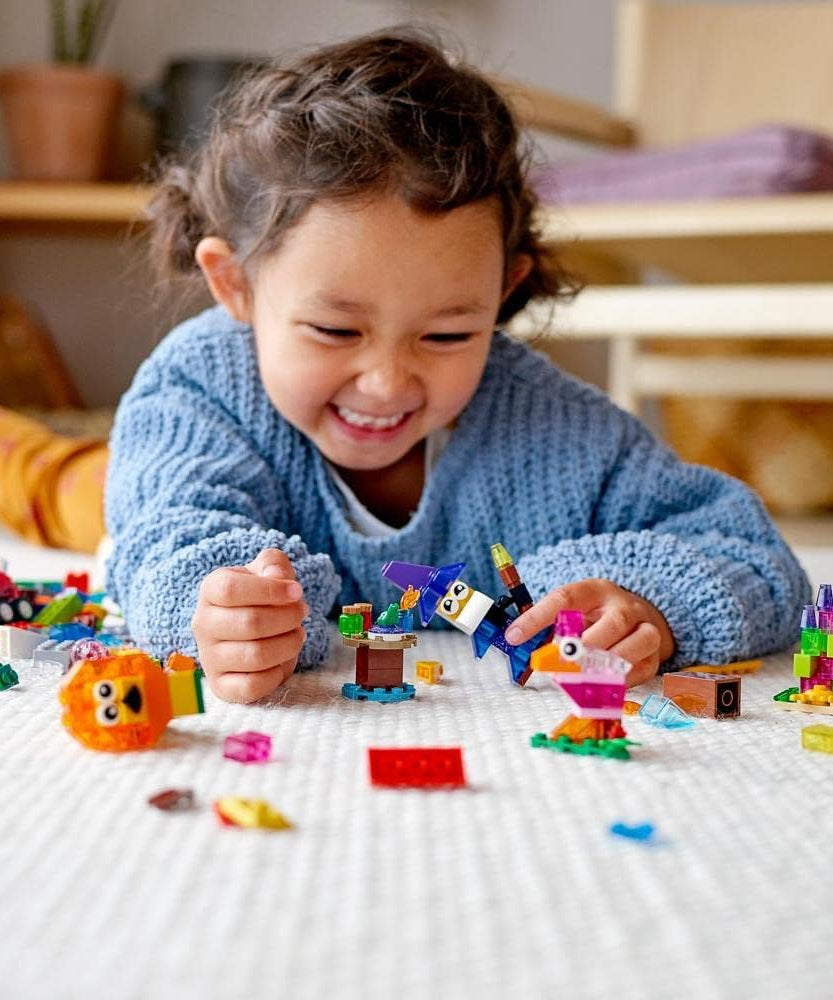 LEGO Classic Creative Transparent Bricks Building Set with Animal Figures including Lion and Turtle Toys, Gifts for 4 Plus Year Old Kids, Girls & Boys 11013