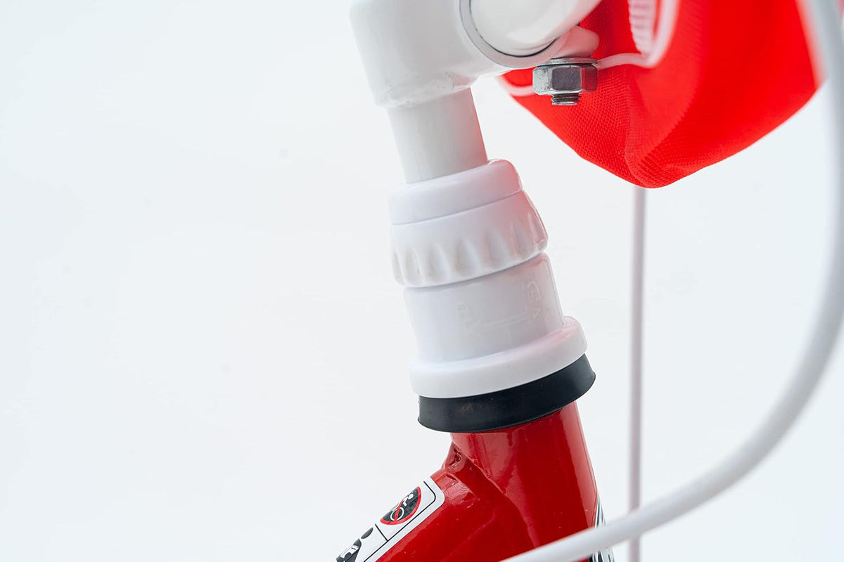 Huffy Glimmer Girls Bike 18 Inch, Red and White, Single-Speed Kids Bicycle with Removable Stabilisers, Front Storage Pouch, Quick Connect Assembly, Ages 6-8