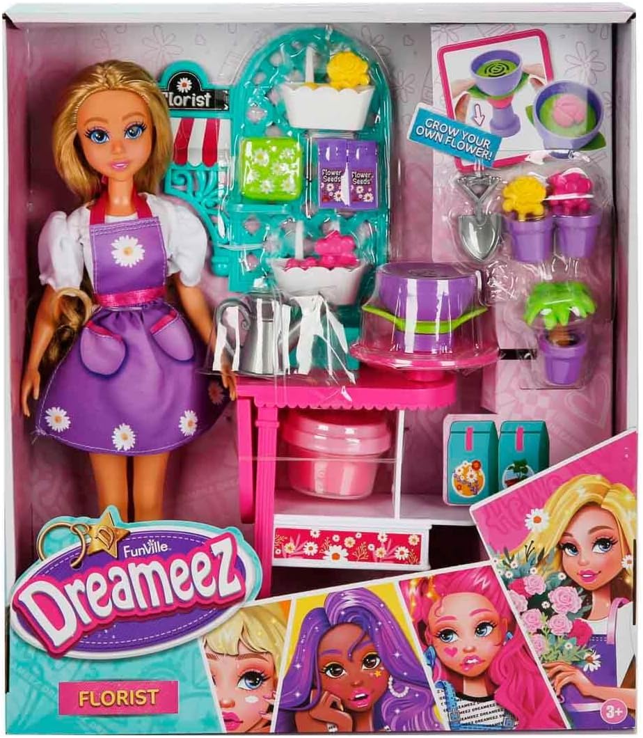 Dreameez Florist Doll Playset for Girls, 29 cm Fashion Doll with Flower-Themed Accessories, Pretend Play Toy for Ages 3+