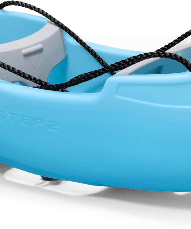 Step2 Rocket Double Swing for Boys and Girls Ages 1.5 Years and Up Blue Plastic Two Seat Outdoor Swing with Safety Straps and T Bar for Toddlers and Young Children