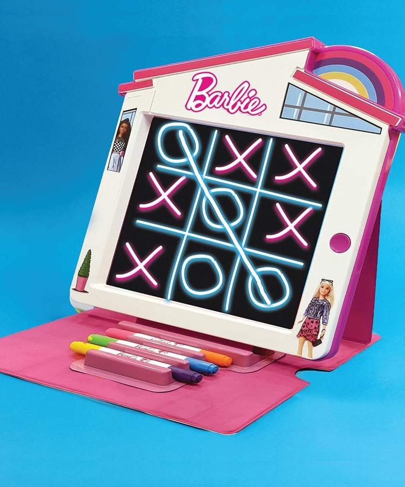 Barbie Dreamhouse Premium Glow Pad Battery Operated with Neon LED Effects, Reusable Drawing Board with Markers and Storage, Creative Art Toy for Kids, 3Y+ Years