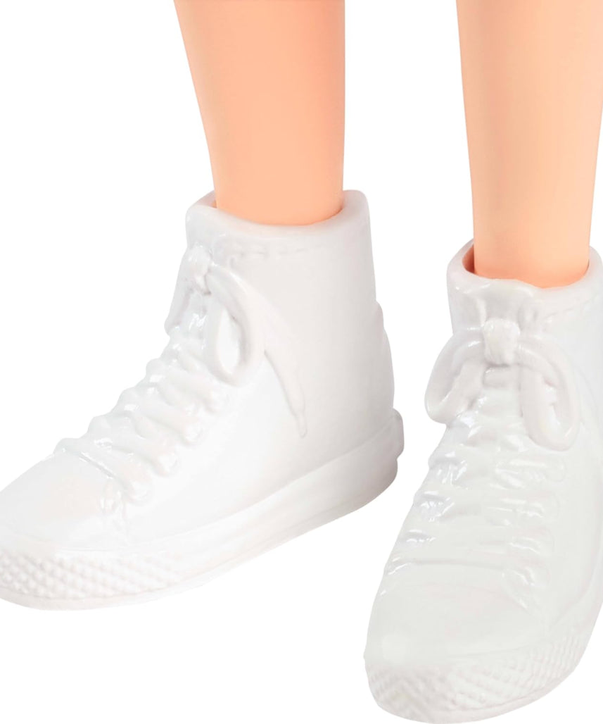 Barbie Fashionistas Doll #232 with Red Hair, Sporty “B” Jersey Top, Pleated Purple Skirt, Watch and Sneakers