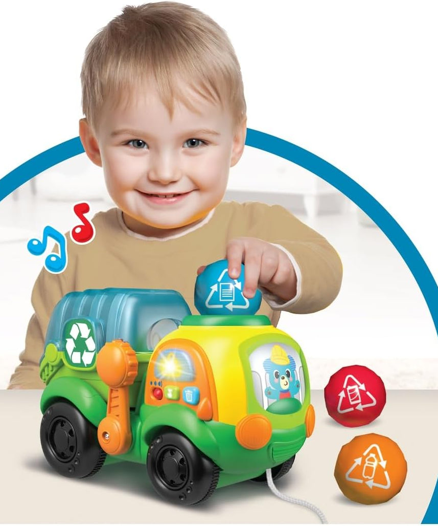 Winfun Go Green Pull-Along Recycle Truck Toy 12M+ | Eco-Themed Sorting & Recycling Playset | Toddler Push & Pull Learning Toy with Moving Wheels