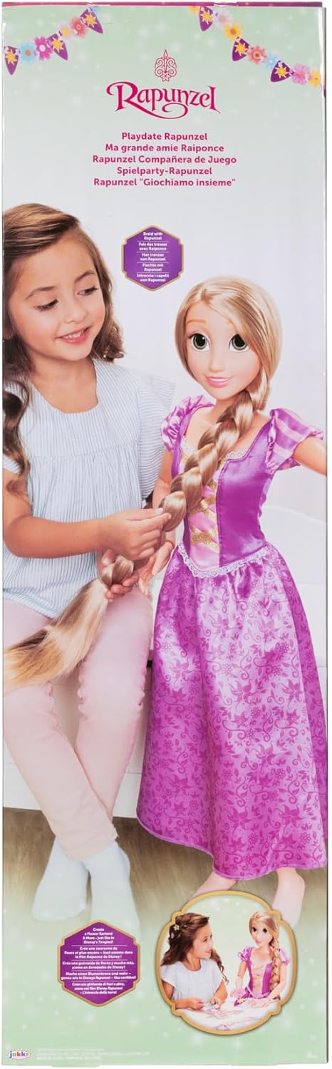 Disney Princess Playdate Rapunzel Doll 32 Inch, Large Tangled Princess Doll with Poseable Features and Styling Hair, Role Play Toy for Kids, Movie-Accurate Disney Character, 3 Years+