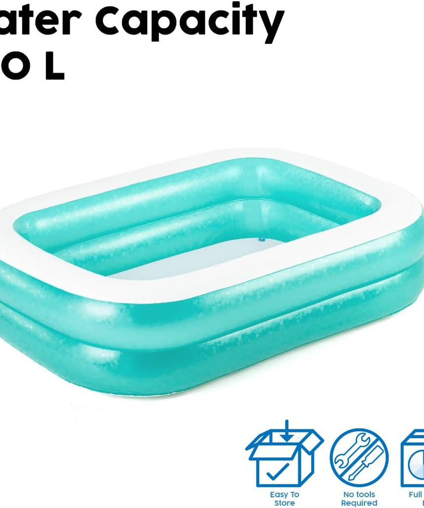 Bestway Rectangular Inflatable Family Pool - 79 inch, Blue,54005-BNFX16XX02