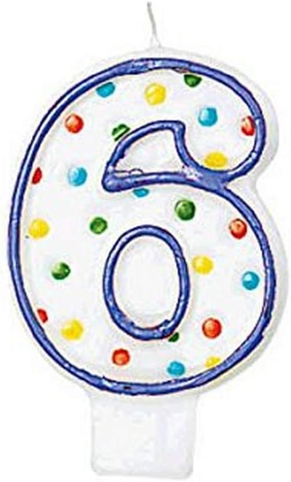 amscan #6 Polka Dots Birthday Candle | Party Supply