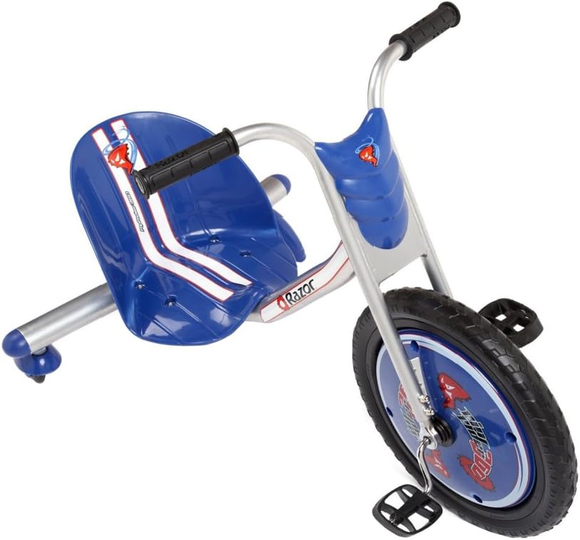 Razor RipRider 360 Caster Trike, Blue, Dual Inclined Caster Wheels, MX-Style Handlebars, Steel Frame, Spinning and Drifting Ride-On Toy for 5+ Kids