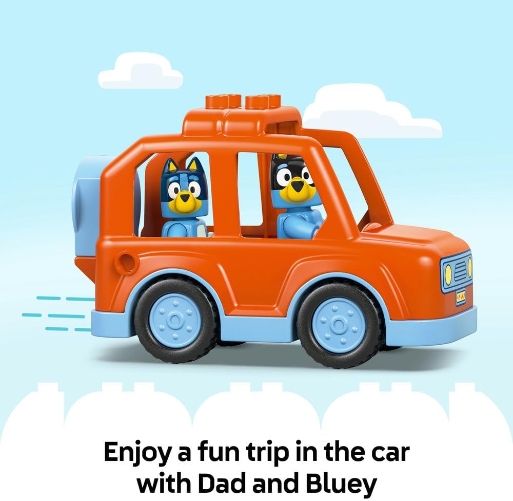 LEGO DUPLO Bluey Ice Cream Trip Toddler Toy with Vehicle Ice Cream Stand and 2 Figures including Bandit Gift for 2+ Year Old Girls and Boys 10458