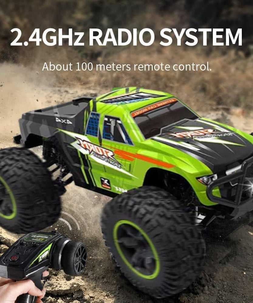Crazon 2.4GHz RC High Speed Off Road Truck 1:10 Scale 4WD Remote Control Car RTR, 55kmh Fast Racing Monster Truck with LED Lights, Assorted Color, Ages 14+