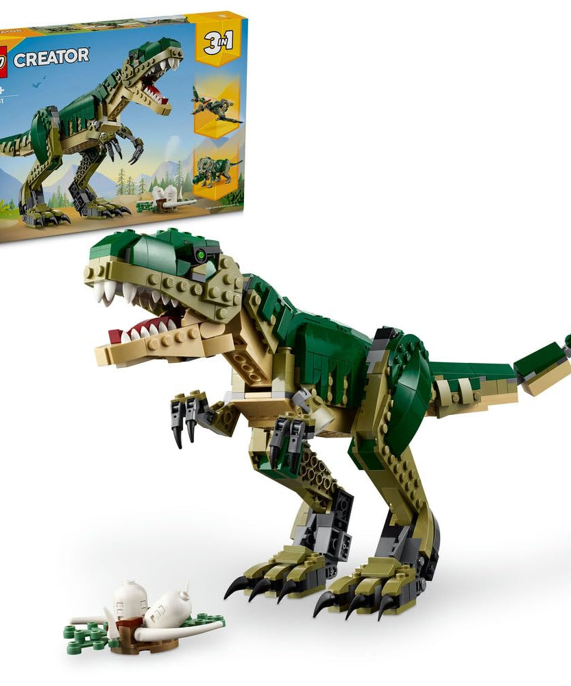 LEGO Creator 3in1 T. rex to Triceratops to Pterodactyl Toys, Dinosaur Figures for 9 Plus Year Old Boys & Girls, Posable Dino Toy Model Building Set, Birthday Gift Idea for Kids 31151