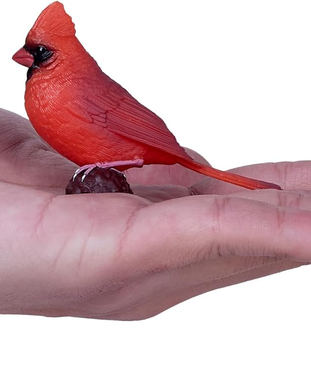 MOJO, American Red Cardinal Garden Bird Enthusiast Collection Series 1, Hand-Painted Figurines, Wildlife Collectibles, Toys, Detailed Sculptures with QR Code for Fun Facts