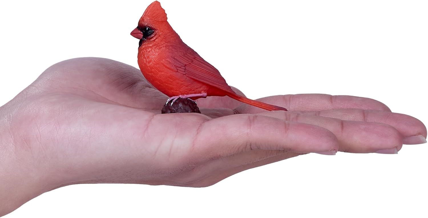 MOJO, American Red Cardinal Garden Bird Enthusiast Collection Series 1, Hand-Painted Figurines, Wildlife Collectibles, Toys, Detailed Sculptures with QR Code for Fun Facts