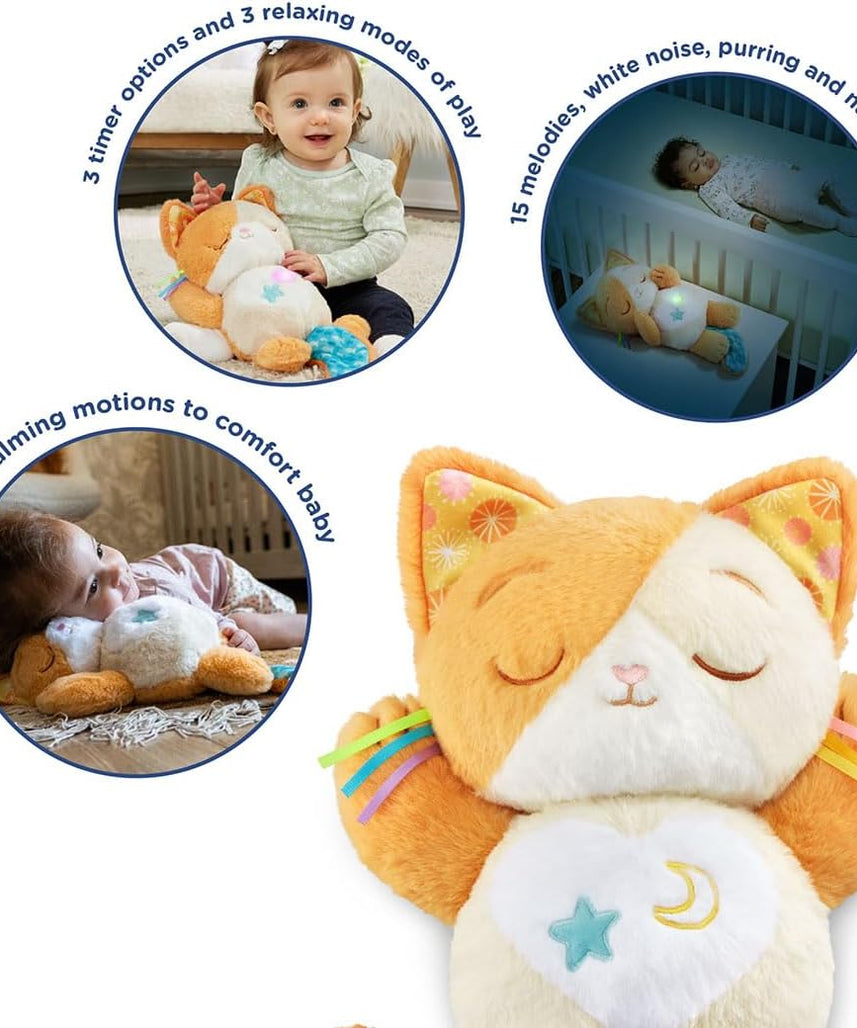 VTech Baby Calming Purrs Kitten Soft Plush Soothing Toy with Breathing Motion, Lights, Melodies, White Noise & Nature Sounds, Interactive Comfort Toy for Babies 0+ Months