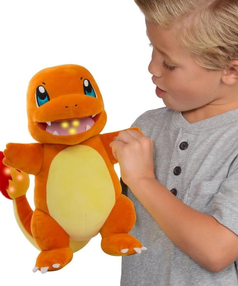 Pokémon Flame Action Charmander Interactive Plush Toy, 25 cm, Official Pokémon Plush, Ages 3+