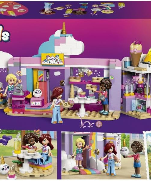 LEGO Friends Unicorn Dream Café - Toy Cake Shop w/ 3 Mini Dolls, Cash Register & Play Food Accessories incl. Cupcakes - Birthday Gift for 6+ Year Old Girls - 42684