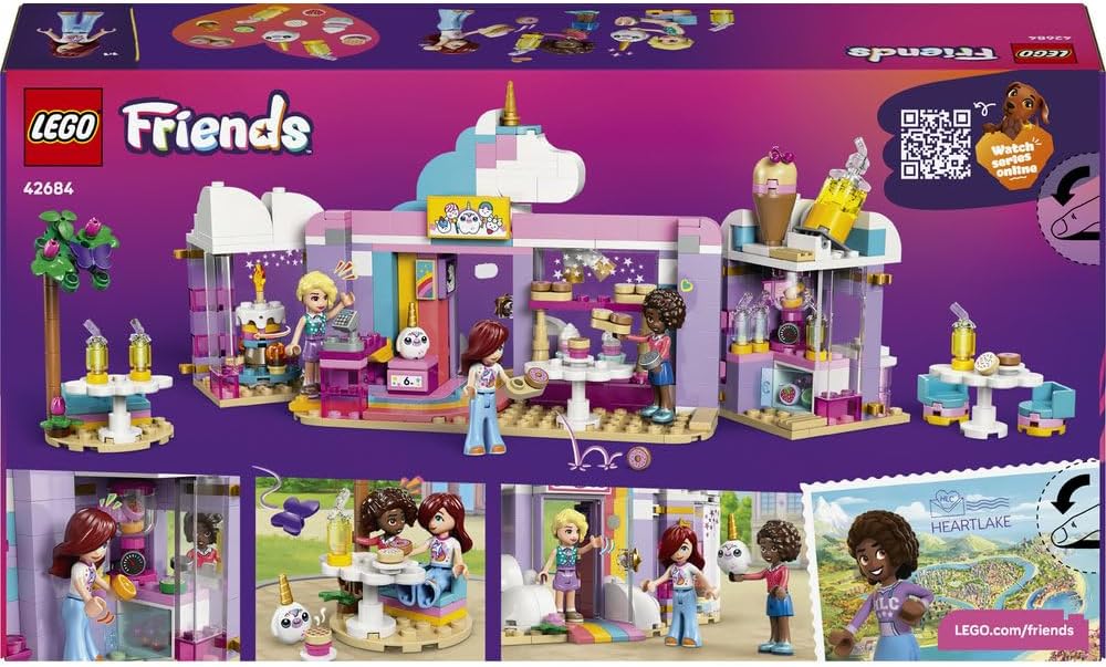 LEGO Friends Unicorn Dream Café - Toy Cake Shop w/ 3 Mini Dolls, Cash Register & Play Food Accessories incl. Cupcakes - Birthday Gift for 6+ Year Old Girls - 42684
