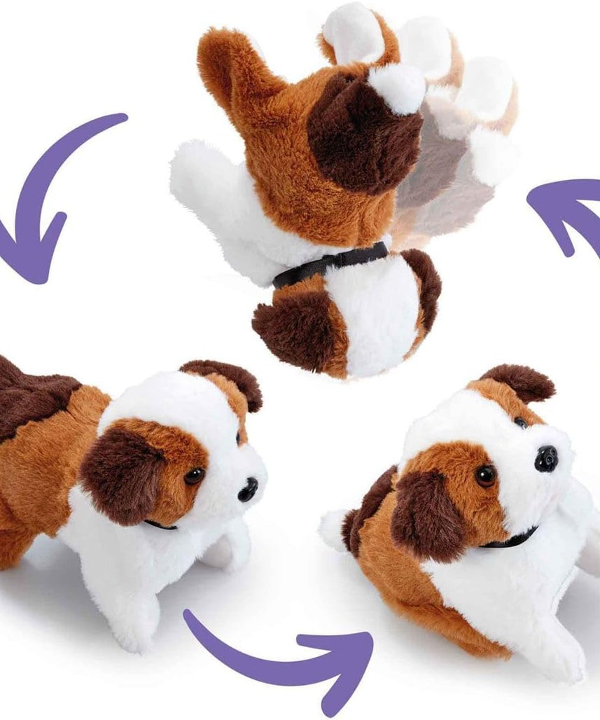 Addo Pitter Patter Pets Flip Over Puppy Battery Operated, Fluffy Fur with Expressions, Plush Toy, Interactive Plush, 3 Years+