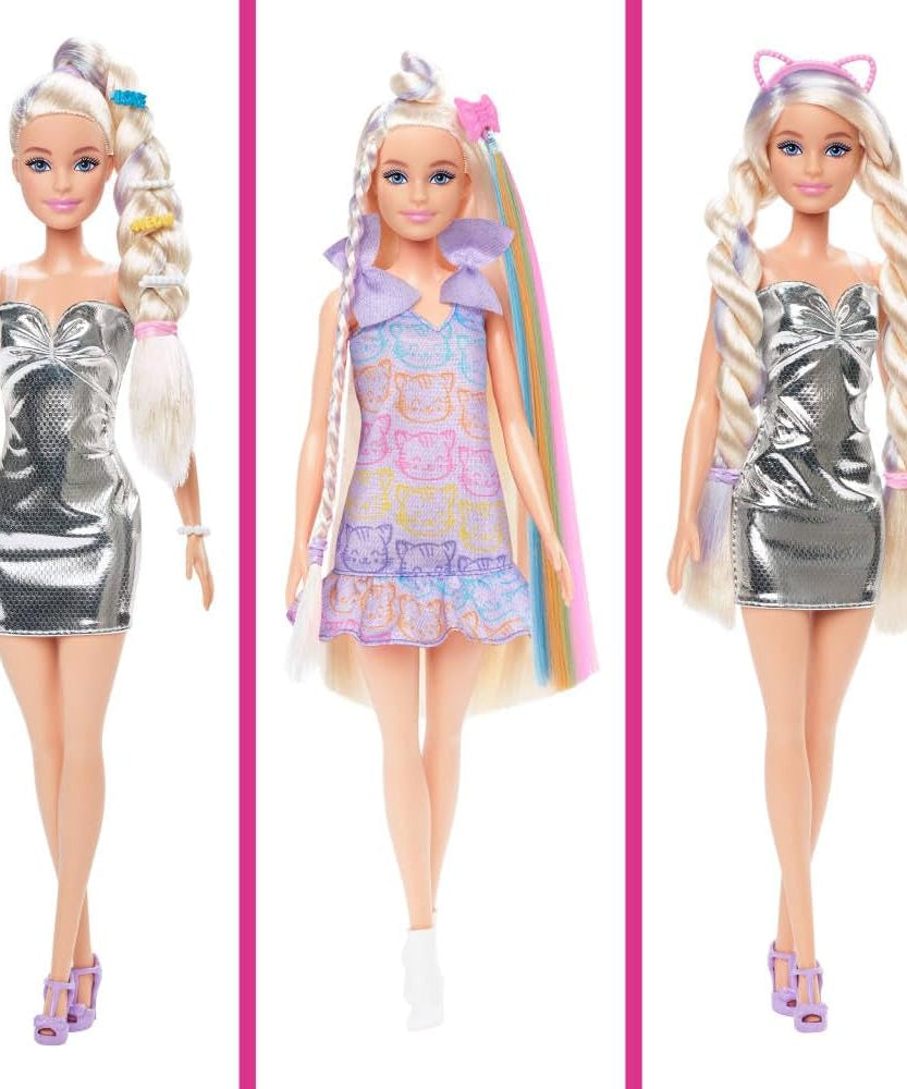 Barbie Fun & Fancy Doll & Accessories, Blonde Fashion Doll with Extra-Long Hair & 2 Looks, Including Silver Metallic Dress & Hair Extension