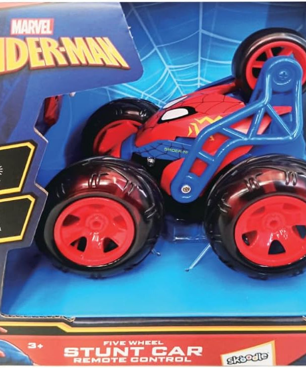 Marvel Spider-Man Remote Control Storm Spinner, 5-Wheel RC Stunt Car with 360 Degree Rotation, 2.4GHz Full Function Toy for Children, High-Action Stunts, Age 3+