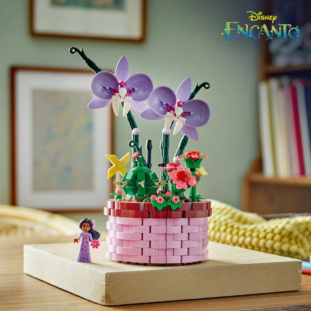 LEGO | Disney Encanto Isabela’s Flowerpot, Buildable Orchid Flower Toy for 9 Plus Year Old Kids, Girls & Boys, with Film Character Minidoll Figure, and Cactus, Fun Birthday Gift 43237