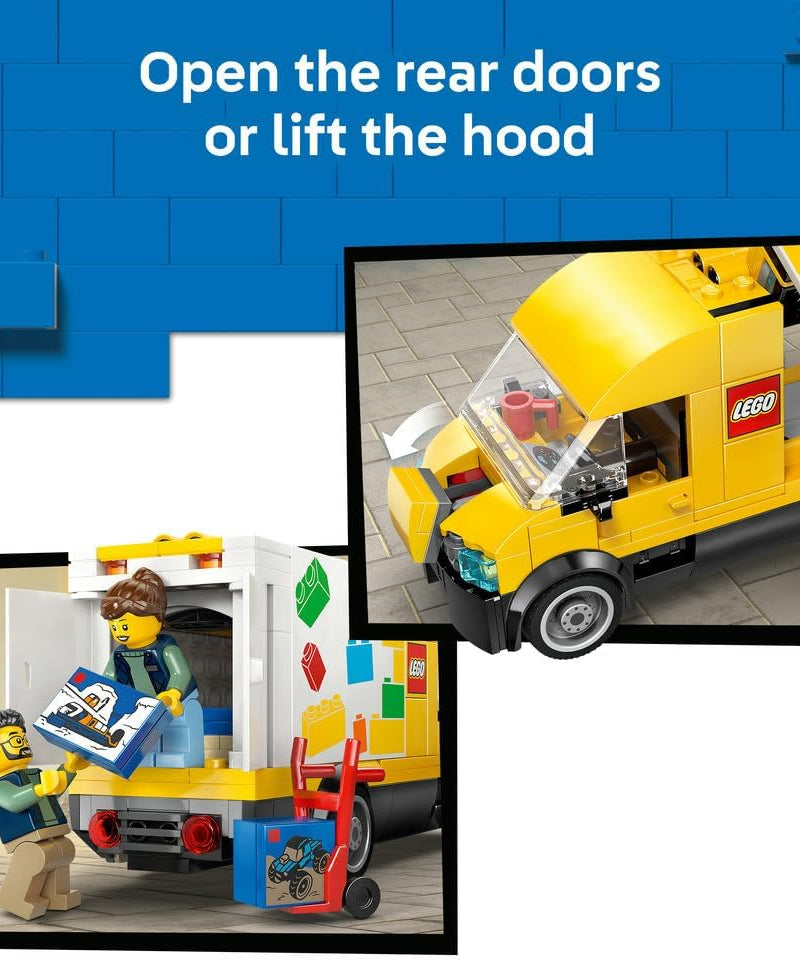 LEGO City The LEGO Van Toy - Delivery Truck Model Building Kit w/ 2 Minifigures, Trolley & Accessories - Birthday Gift Idea for 6+ Year Old Boys - 60500