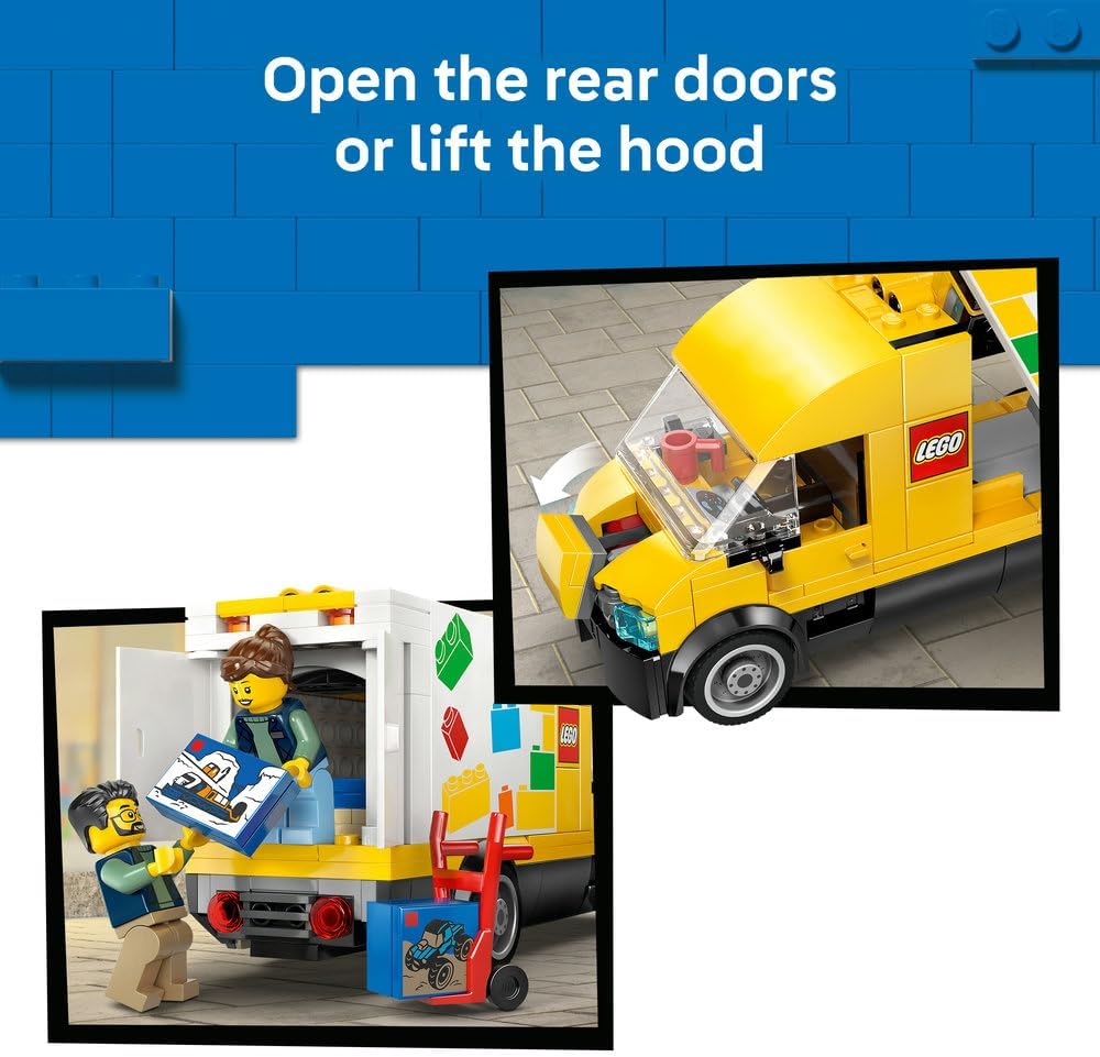 LEGO City The LEGO Van Toy - Delivery Truck Model Building Kit w/ 2 Minifigures, Trolley & Accessories - Birthday Gift Idea for 6+ Year Old Boys - 60500