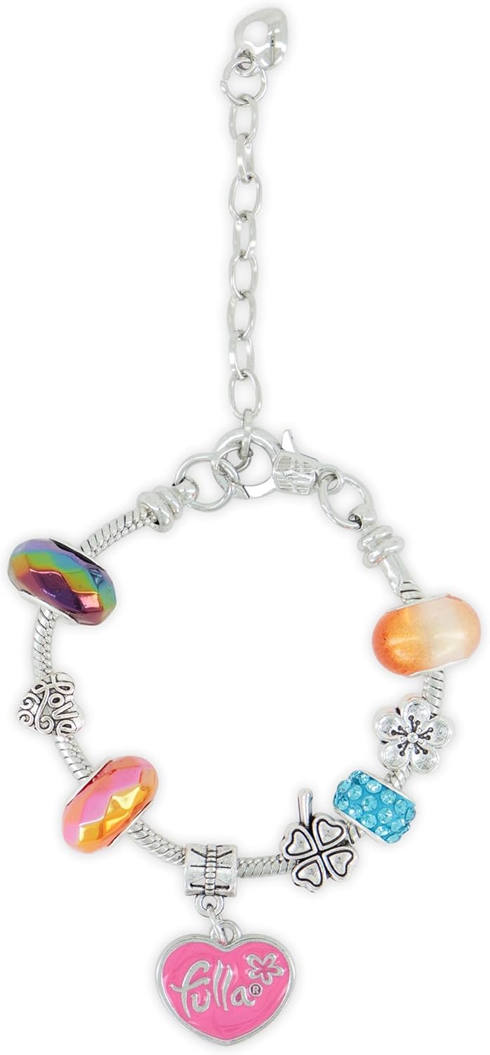Fulla Bracelet Charm & Cheer Set for Girls Ages 3+, Pack of 8 Colorful Fashion Bracelets with Trendy Designs, Soft & Durable Accessories for Kids, Perfect Birthday Gift & Dress-Up Play
