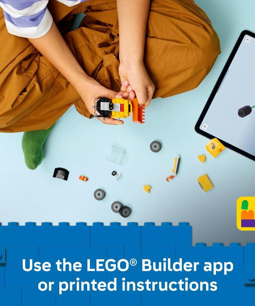 LEGO City Rides – Construction Loader Toy - Excavator Building Set w/a Worker Junior Minifigure - Party Bag Fillers - Small Collectible Gift for 5+ Year Old Boys - 60483
