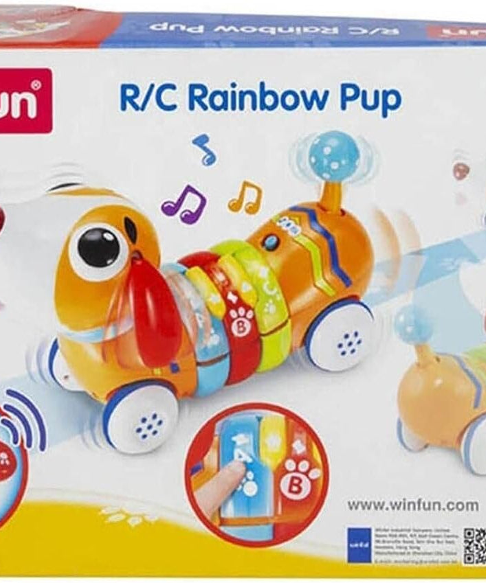 WinFun Activity Remote Control Puppy Toy, Interactive Walking Dog with Sounds, Lights, Letters and Shapes Learning Toy for Toddlers 3+ Months