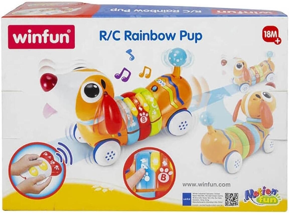 WinFun Activity Remote Control Puppy Toy, Interactive Walking Dog with Sounds, Lights, Letters and Shapes Learning Toy for Toddlers 3+ Months