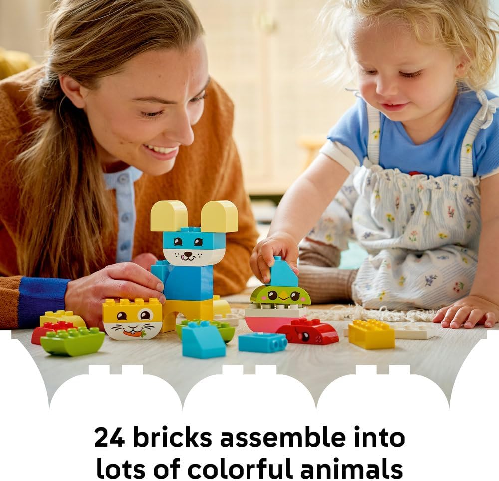 LEGO DUPLO 3 in 1 Creative Cute Pets - Educational Fine Motor Skills Toy for Toddlers - Animal Figures incl. Dog, Cat, Bird & Fish - Birthday Gift for 1+ Year Old Babies, Girls & Boys - 10477