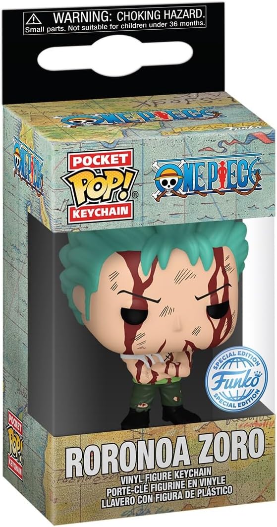Funko Pop Pocket Keychain Roronoa Zoro One Piece Mini Vinyl Figure Collectible Keyring Anime Merchandise Gift Idea Backpack Decor Ages 3+
