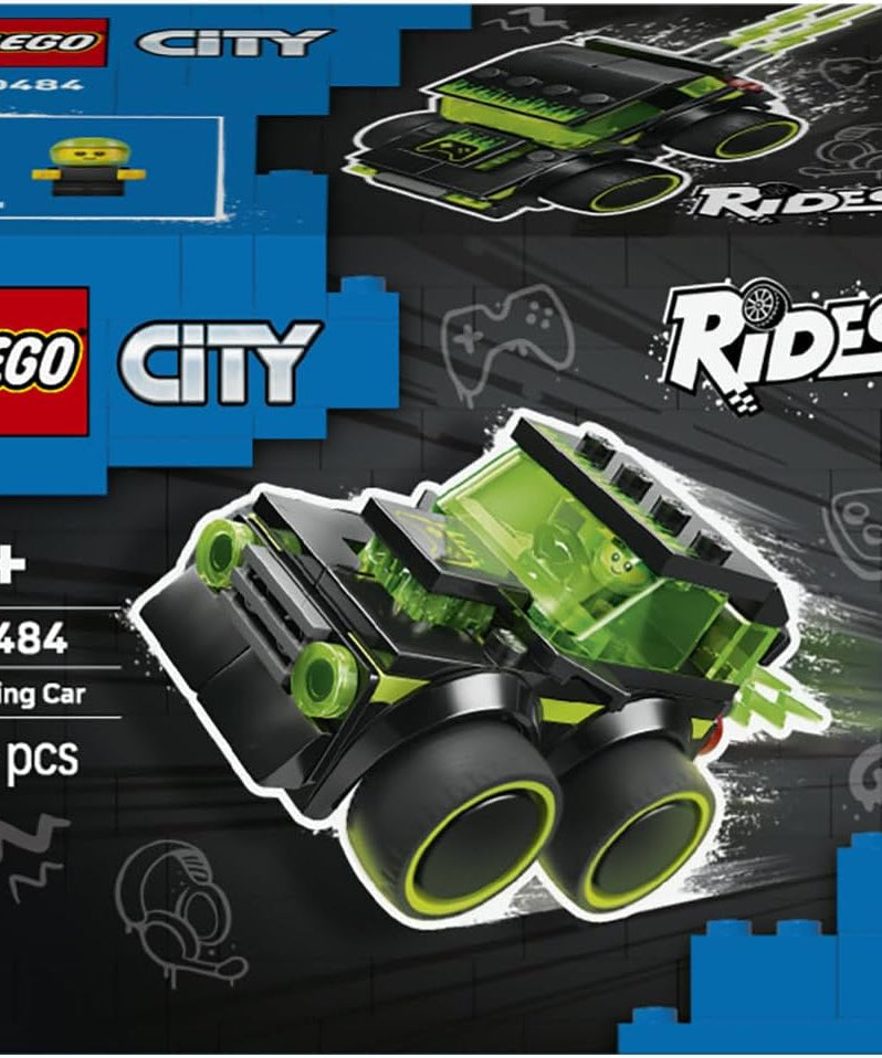 LEGO City Rides – Gaming Race Car Toy - Mini Building Set w/a Driver Junior Minifigure - Party Bag Fillers - Small Collectible Gift for 5+ Year Old Boys - 60484